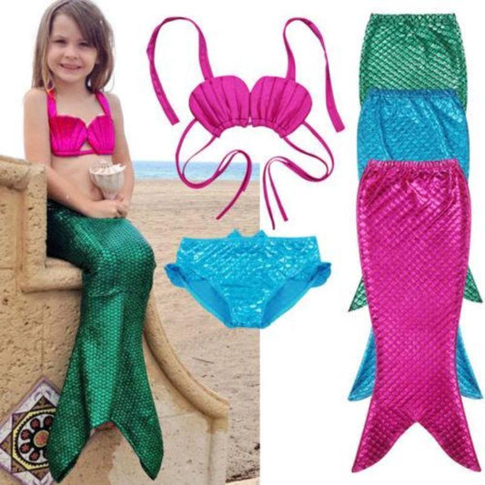 3pcs. Swimmable Mermaid Outfit For Little Girl