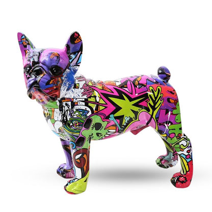 Graffiti French Bulldog Statue Decoration