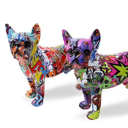 Graffiti French Bulldog Statue Decoration