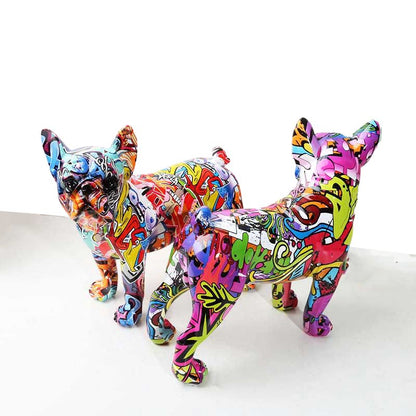 Graffiti French Bulldog Statue Decoration