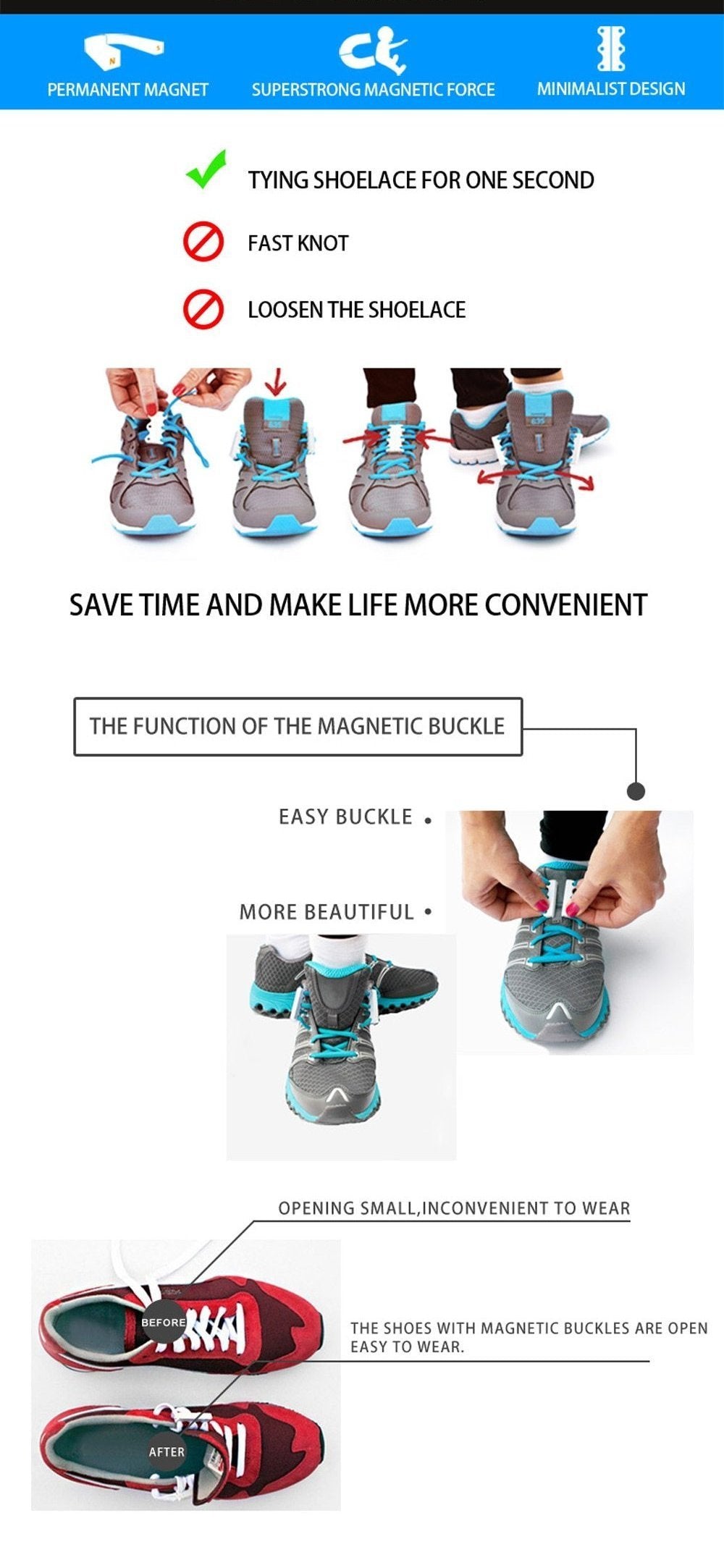 Amazing Multifunctional Magnetic Shoelaces