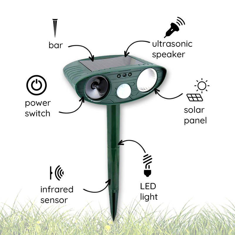 Ultrasonic Deer Repeller - Solar Powered - Flashing Light